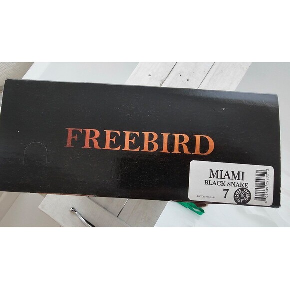Freebird MIAMI Wedge Leather Sandal Black Snake Boho 7-7.5 NIB - Picture 10 of 10